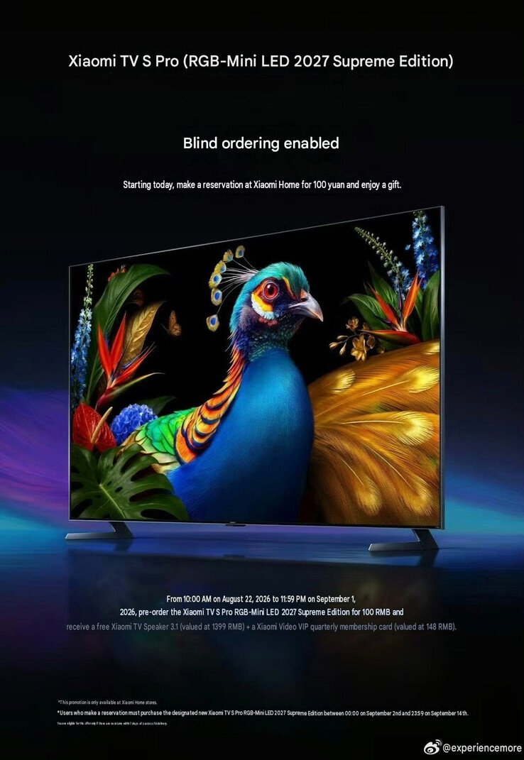 شاومي تعلن عن سلسلة شاشات TV S Pro 2027 الجديدة بتقنية RGB Mini LED وحجم يصل إلى 100 بوصة