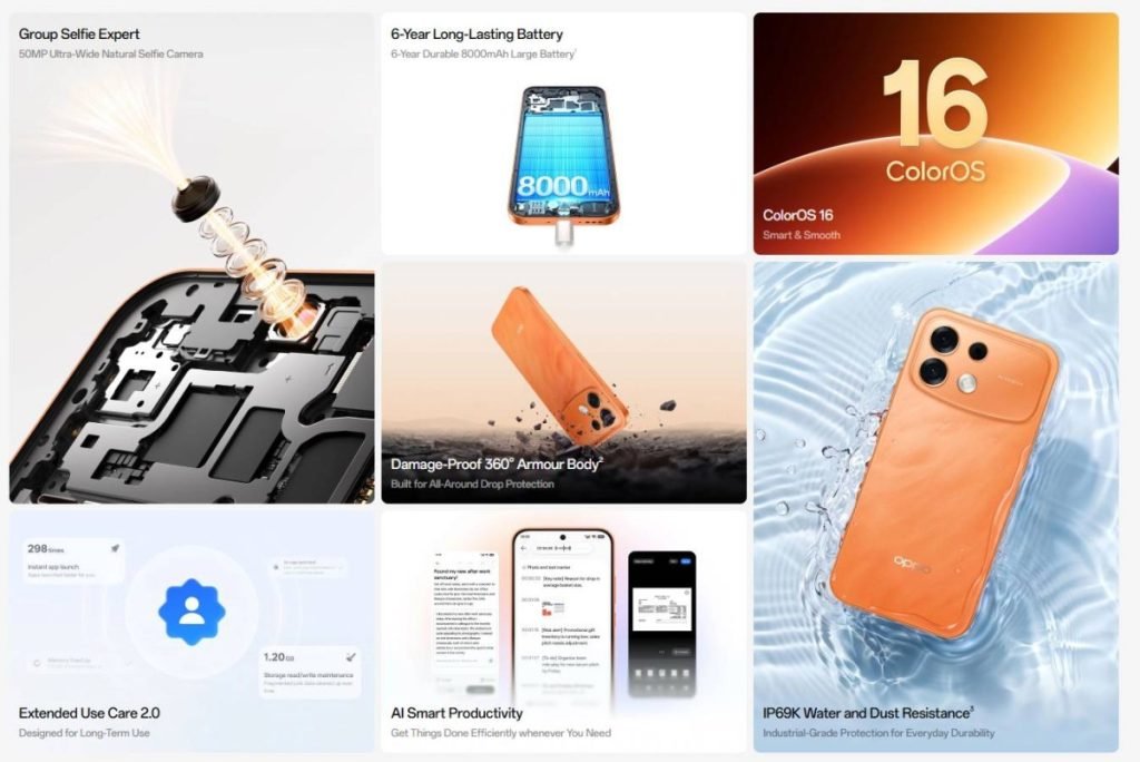 أوبو تطلق هاتفي F35 وF35 Pro ببطاريات ضخمة 8,000 مللي أمبير وكاميرات سيلفي 50 ميجابكسل